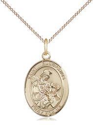 [8356GF/18GF] 14kt Gold Filled Saint Eustachius Pendant on a 18 inch Gold Filled Light Curb chain