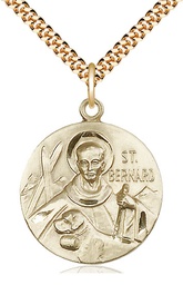 [0836GF/24G] 14kt Gold Filled Saint Bernard of Monjoux Pendant on a 24 inch Gold Plate Heavy Curb chain
