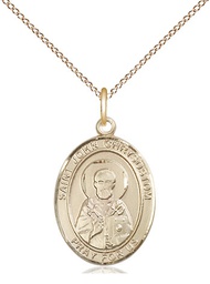 [8357GF/18GF] 14kt Gold Filled Saint John Chrysostom Pendant on a 18 inch Gold Filled Light Curb chain