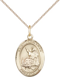 [8358GF/18GF] 14kt Gold Filled Saint John Licci Pendant on a 18 inch Gold Filled Light Curb chain