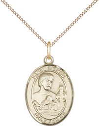 [8367GF/18GF] 14kt Gold Filled Saint Kieran Pendant on a 18 inch Gold Filled Light Curb chain