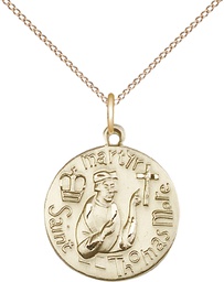 [0958GF/18GF] 14kt Gold Filled Saint Thomas More Pendant on a 18 inch Gold Filled Light Curb chain