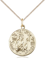 [0958GF/18GF] 14kt Gold Filled Saint Thomas More Pendant on a 18 inch Gold Filled Light Curb chain
