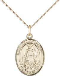 [8372GF/18GF] 14kt Gold Filled Saint Juliana Pendant on a 18 inch Gold Filled Light Curb chain