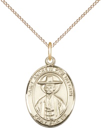 [8373GF/18GF] 14kt Gold Filled Saint Andrew Kim Taegon Pendant on a 18 inch Gold Filled Light Curb chain
