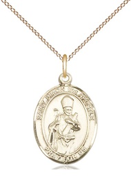 [8375GF/18GF] 14kt Gold Filled Saint Simon Pendant on a 18 inch Gold Filled Light Curb chain