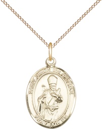 [8375GF/18GF] 14kt Gold Filled Saint Simon Pendant on a 18 inch Gold Filled Light Curb chain