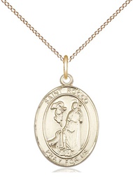 [8377GF/18GF] 14kt Gold Filled Saint Rocco Pendant on a 18 inch Gold Filled Light Curb chain