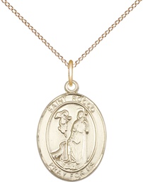 [8377GF/18GF] 14kt Gold Filled Saint Rocco Pendant on a 18 inch Gold Filled Light Curb chain