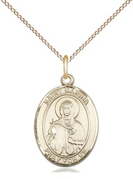[8379GF/18GF] 14kt Gold Filled Saint Marina Pendant on a 18 inch Gold Filled Light Curb chain