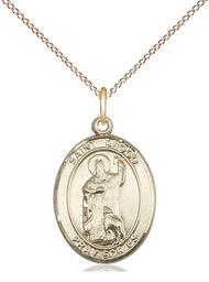 [8386GF/18GF] 14kt Gold Filled Saint Drogo Pendant on a 18 inch Gold Filled Light Curb chain