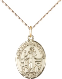 [8387GF/18GF] 14kt Gold Filled Saint Bernadine of Sienna Pendant on a 18 inch Gold Filled Light Curb chain