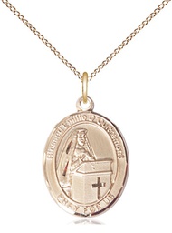 [8390GF/18GF] 14kt Gold Filled Blessed Emilee Doultremont Pendant on a 18 inch Gold Filled Light Curb chain