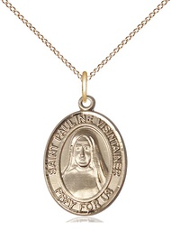 [8391GF/18GF] 14kt Gold Filled Saint Pauline Visintainer Pendant on a 18 inch Gold Filled Light Curb chain