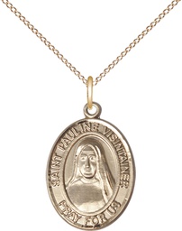 [8391GF/18GF] 14kt Gold Filled Saint Pauline Visintainer Pendant on a 18 inch Gold Filled Light Curb chain