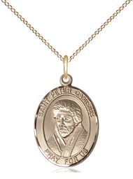 [8393GF/18GF] 14kt Gold Filled Saint Peter Canisius Pendant on a 18 inch Gold Filled Light Curb chain
