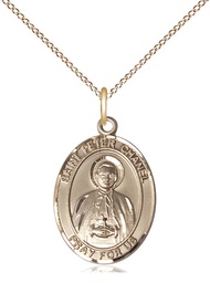 [8397GF/18GF] 14kt Gold Filled Saint Peter Chanel Pendant on a 18 inch Gold Filled Light Curb chain