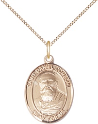 [8400GF/18GF] 14kt Gold Filled Saint Daniel Comboni Pendant on a 18 inch Gold Filled Light Curb chain