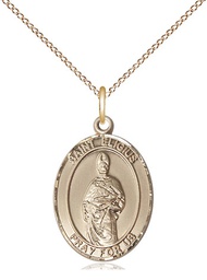 [8402GF/18GF] 14kt Gold Filled Saint Eligius Pendant on a 18 inch Gold Filled Light Curb chain