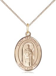 [8405GF/18GF] 14kt Gold Filled Saint Seraphina Pendant on a 18 inch Gold Filled Light Curb chain