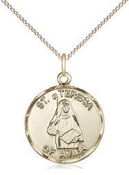 [1365GF/18GF] 14kt Gold Filled Saint Theresa Pendant on a 18 inch Gold Filled Light Curb chain