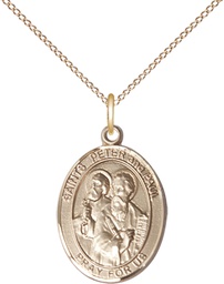 [8410GF/18GF] 14kt Gold Filled Saint Peter St Paul Pendant on a 18 inch Gold Filled Light Curb chain