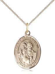 [8410GF/18GF] 14kt Gold Filled Saint Peter St Paul Pendant on a 18 inch Gold Filled Light Curb chain
