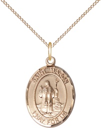 [8417GF/18GF] 14kt Gold Filled Saint Maron Pendant on a 18 inch Gold Filled Light Curb chain