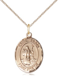 [8417GF/18GF] 14kt Gold Filled Saint Maron Pendant on a 18 inch Gold Filled Light Curb chain