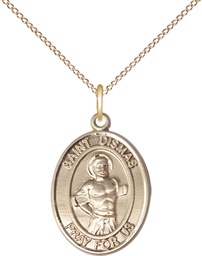 [8418GF/18GF] 14kt Gold Filled Saint Dismas Pendant on a 18 inch Gold Filled Light Curb chain