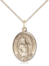 [8418GF/18GF] 14kt Gold Filled Saint Dismas Pendant on a 18 inch Gold Filled Light Curb chain