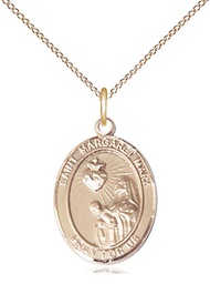 [8420GF/18GF] 14kt Gold Filled Saint Margaret Mary Alacoque Pendant on a 18 inch Gold Filled Light Curb chain