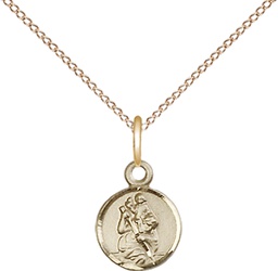 [2343GF/18GF] 14kt Gold Filled Saint Christopher Pendant on a 18 inch Gold Filled Light Curb chain