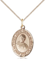 [8423GF/18GF] 14kt Gold Filled Blessed John Henry Newman Pendant on a 18 inch Gold Filled Light Curb chain