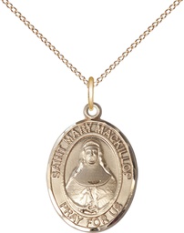 [8425GF/18GF] 14kt Gold Filled Saint Mary Mackillop Pendant on a 18 inch Gold Filled Light Curb chain