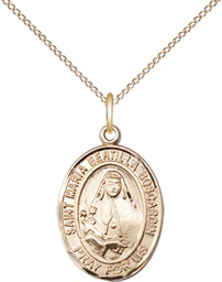 [8428GF/18GF] 14kt Gold Filled Saint Maria Bertilla Boscardin Pendant on a 18 inch Gold Filled Light Curb chain