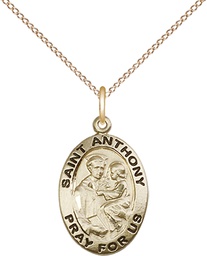 [3981GF/18GF] 14kt Gold Filled Saint Anthony of Padua Pendant on a 18 inch Gold Filled Light Curb chain