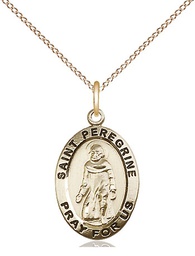 [3986GF/18GF] 14kt Gold Filled Saint Peregrine Pendant on a 18 inch Gold Filled Light Curb chain