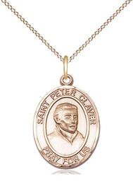 [8442GF/18GF] 14kt Gold Filled Saint Peter Claver Pendant on a 18 inch Gold Filled Light Curb chain