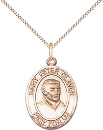 [8442GF/18GF] 14kt Gold Filled Saint Peter Claver Pendant on a 18 inch Gold Filled Light Curb chain