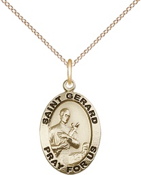 [3994GF/18GF] 14kt Gold Filled Saint Gerard Majella Pendant on a 18 inch Gold Filled Light Curb chain