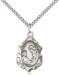[0822CESS/18S] Sterling Silver Saint Cecilia Pendant on a 18 inch Light Rhodium Light Curb chain