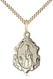 [0822DYGF/18G] 14kt Gold Filled Saint Dymphna Pendant on a 18 inch Gold Plate Light Curb chain