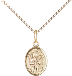 [9003GF/18GF] 14kt Gold Filled Saint Agatha Pendant on a 18 inch Gold Filled Light Curb chain