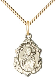[0822FCGF/18G] 14kt Gold Filled Saint Francis Pendant on a 18 inch Gold Plate Light Curb chain