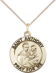 [4052GF/18GF] 14kt Gold Filled Saint Anthony of Padua Pendant on a 18 inch Gold Filled Light Curb chain
