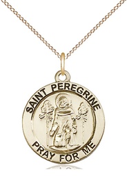 [4060GF/18GF] 14kt Gold Filled Saint Peregrine Pendant on a 18 inch Gold Filled Light Curb chain