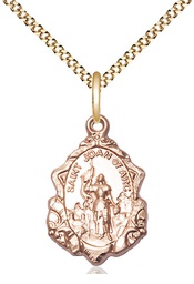 [0822JAGF/18G] 14kt Gold Filled Saint Joan of Arc Pendant on a 18 inch Gold Plate Light Curb chain