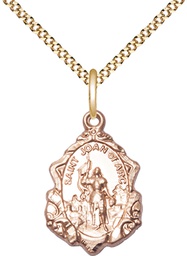 [0822JAGF/18G] 14kt Gold Filled Saint Joan of Arc Pendant on a 18 inch Gold Plate Light Curb chain