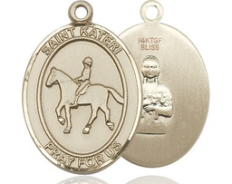 [7182GF] 14kt Gold Filled Saint Kateri Equestrian Medal